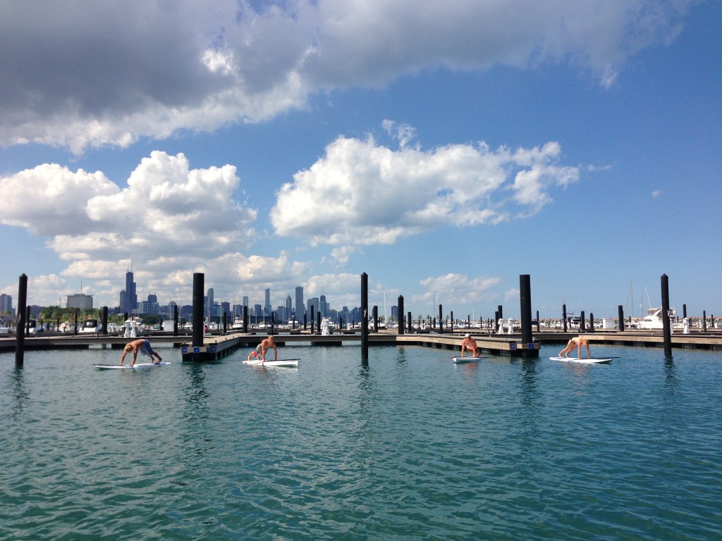 SUP Yoga Class at 31st St Harbor. Chicago, IL