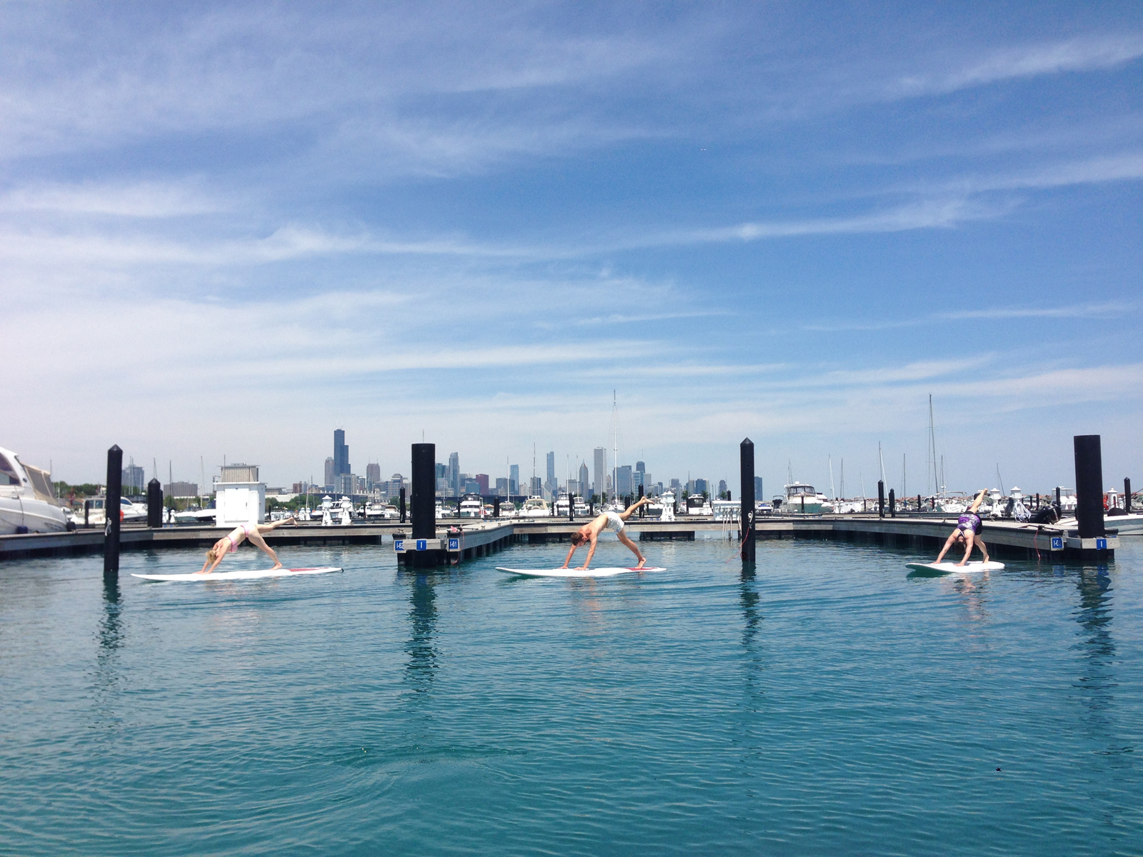 SUP Yoga in Chicago at 31st St Harbor