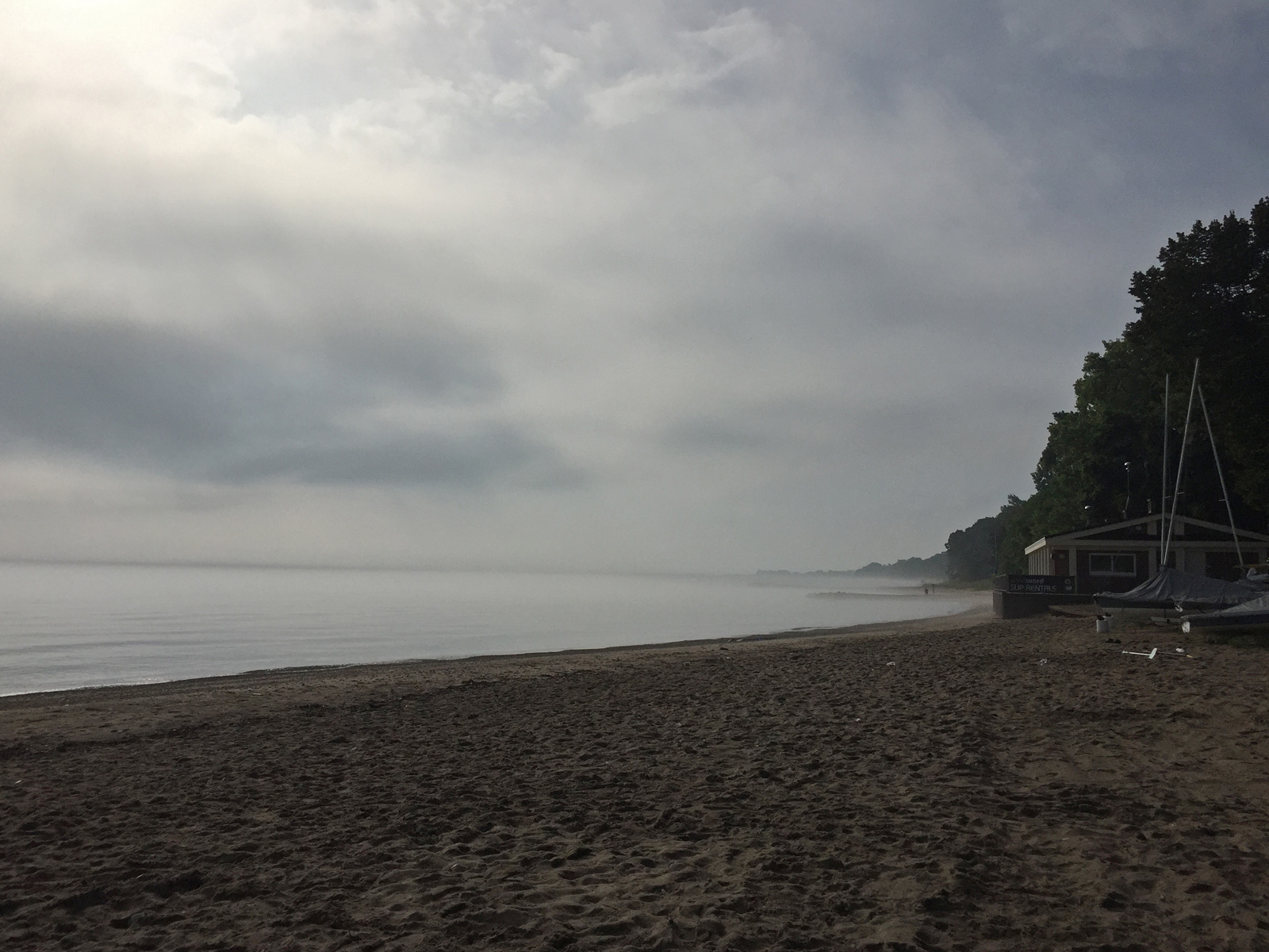 Mist rolling along the shore- Lloyd Beach, Winnetka, IL